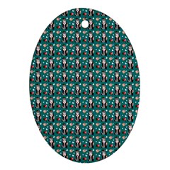 Chrix Pat Teal Oval Ornament (two Sides) by snowwhitegirl