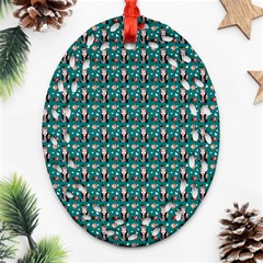 Chrix Pat Teal Ornament (oval Filigree)