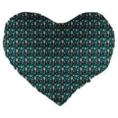 Chrix Pat Teal Large 19  Premium Heart Shape Cushions by snowwhitegirl