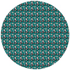 Chrix Pat Teal Wooden Puzzle Round