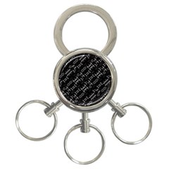 Black And White Ethnic Geometric Pattern 3-Ring Key Chain