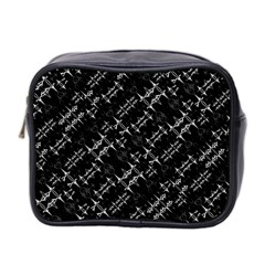 Black And White Ethnic Geometric Pattern Mini Toiletries Bag (Two Sides)