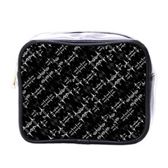 Black And White Ethnic Geometric Pattern Mini Toiletries Bag (one Side) by dflcprintsclothing