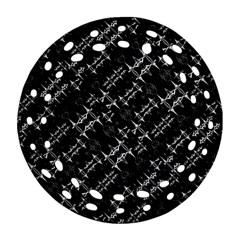 Black And White Ethnic Geometric Pattern Round Filigree Ornament (two Sides) by dflcprintsclothing