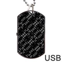 Black And White Ethnic Geometric Pattern Dog Tag Usb Flash (one Side)