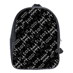 Black And White Ethnic Geometric Pattern School Bag (xl) by dflcprintsclothing