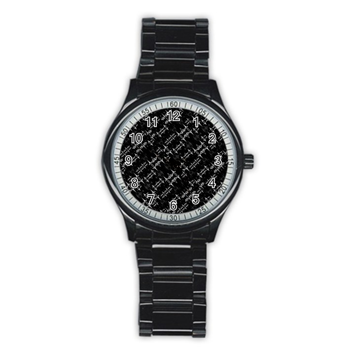 Black And White Ethnic Geometric Pattern Stainless Steel Round Watch