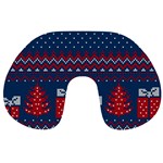 tree and present xmas Travel Neck Pillow Back