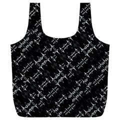 Black And White Ethnic Geometric Pattern Full Print Recycle Bag (xxxl)