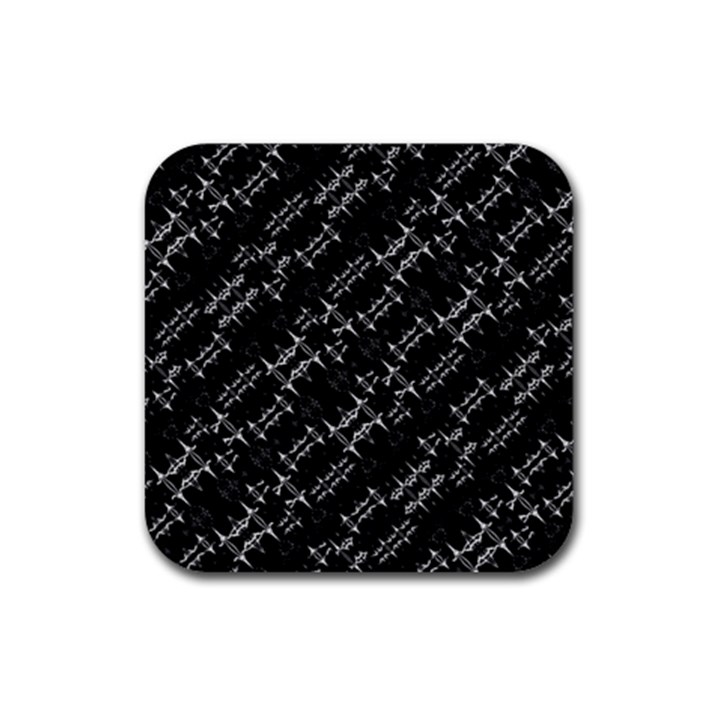 Black And White Ethnic Geometric Pattern Rubber Coaster (Square) 