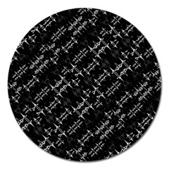 Black And White Ethnic Geometric Pattern Magnet 5  (round) by dflcprintsclothing