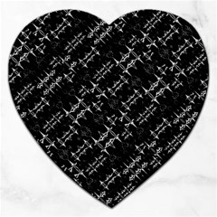 Black And White Ethnic Geometric Pattern Jigsaw Puzzle (heart) by dflcprintsclothing