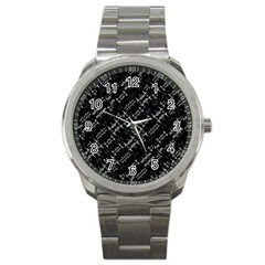 Black And White Ethnic Geometric Pattern Sport Metal Watch by dflcprintsclothing