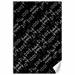 Black And White Ethnic Geometric Pattern Canvas 24  X 36 