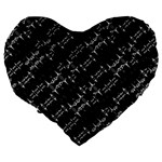 Black And White Ethnic Geometric Pattern Large 19  Premium Flano Heart Shape Cushions Back