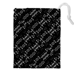 Black And White Ethnic Geometric Pattern Drawstring Pouch (5xl)