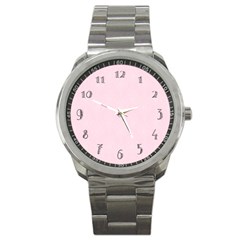 Create Your Own Custom Online Full Print Blank Template Pink Bachelorette With Subtle Damask Floral Sport Metal Watch