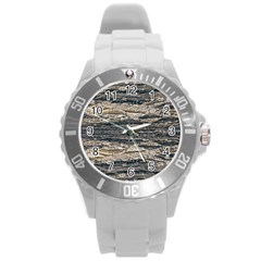 Surface Texture Print Round Plastic Sport Watch (l) by dflcprintsclothing