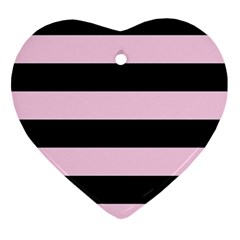 Black and Light Pastel Pink Large Stripes Goth Mime french style Ornament (Heart)