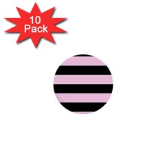 Black and Light Pastel Pink Large Stripes Goth Mime french style 1  Mini Buttons (10 pack) 