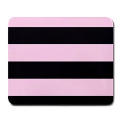 Black and Light Pastel Pink Large Stripes Goth Mime french style Large Mousepads