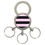 Black and Light Pastel Pink Large Stripes Goth Mime french style 3-Ring Key Chain Front