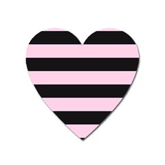 Black and Light Pastel Pink Large Stripes Goth Mime french style Heart Magnet