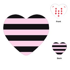 Black and Light Pastel Pink Large Stripes Goth Mime french style Playing Cards Single Design (Heart)