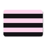 Black and Light Pastel Pink Large Stripes Goth Mime french style Small Doormat  24 x16  Door Mat