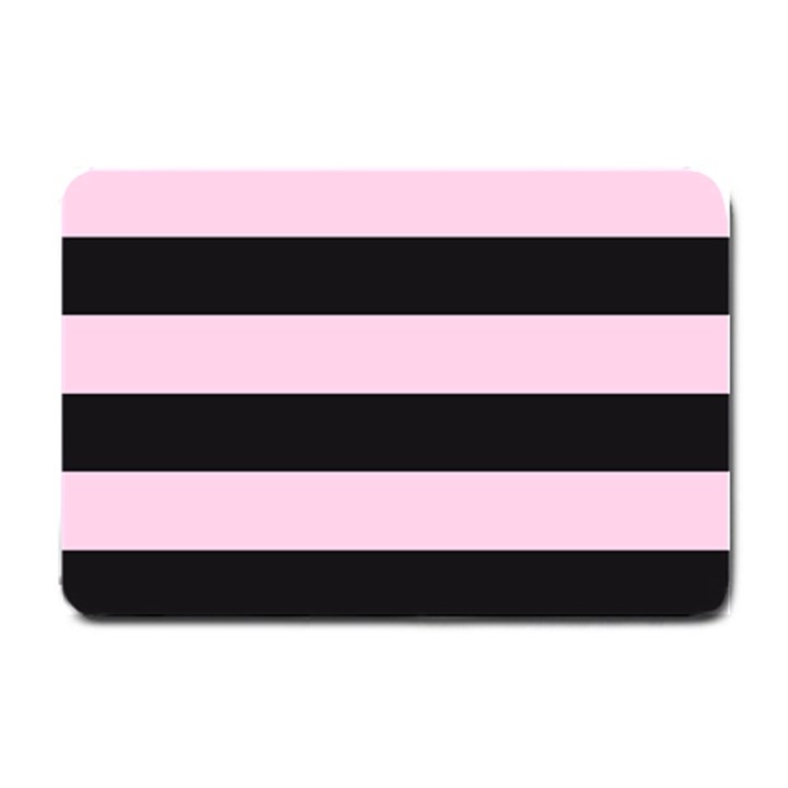 Black and Light Pastel Pink Large Stripes Goth Mime french style Small Doormat 