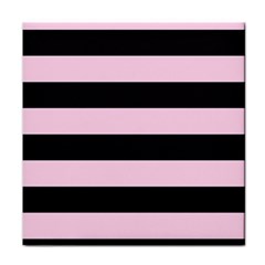 Black And Light Pastel Pink Large Stripes Goth Mime French Style Face Towel by genx