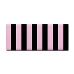 Black And Light Pastel Pink Large Stripes Goth Mime French Style Hand Towel by genx