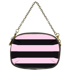 Black And Light Pastel Pink Large Stripes Goth Mime French Style Chain Purse (one Side) by genx