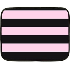 Black And Light Pastel Pink Large Stripes Goth Mime French Style Fleece Blanket (mini) by genx