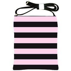 Black and Light Pastel Pink Large Stripes Goth Mime french style Shoulder Sling Bag