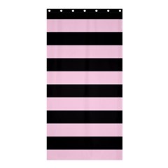 Black and Light Pastel Pink Large Stripes Goth Mime french style Shower Curtain 36  x 72  (Stall) 