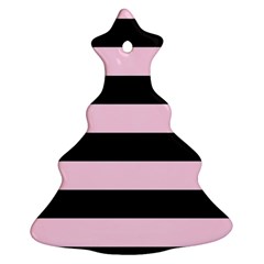 Black And Light Pastel Pink Large Stripes Goth Mime French Style Ornament (christmas Tree)  by genx