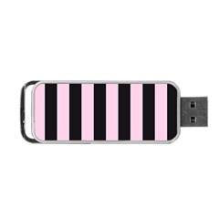 Black and Light Pastel Pink Large Stripes Goth Mime french style Portable USB Flash (Two Sides)