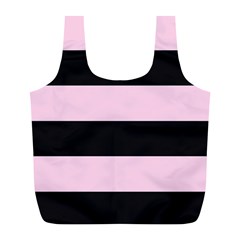 Black and Light Pastel Pink Large Stripes Goth Mime french style Full Print Recycle Bag (L)