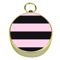 Black and Light Pastel Pink Large Stripes Goth Mime french style Gold Compasses