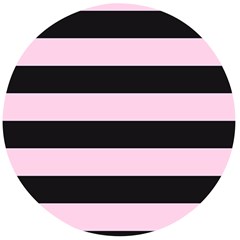 Black And Light Pastel Pink Large Stripes Goth Mime French Style Wooden Bottle Opener (round) by genx