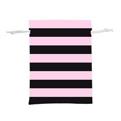 Black and Light Pastel Pink Large Stripes Goth Mime french style Lightweight Drawstring Pouch (S)