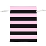 Black and Light Pastel Pink Large Stripes Goth Mime french style  Lightweight Drawstring Pouch (XL) Front