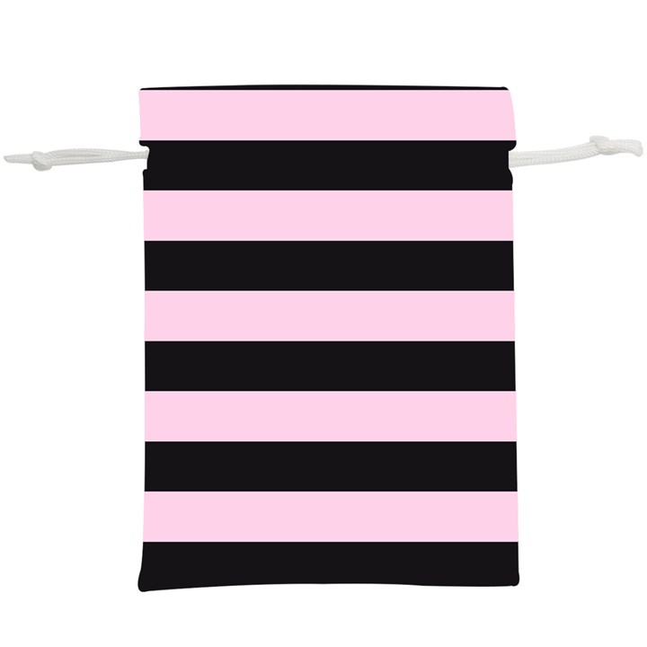 Black and Light Pastel Pink Large Stripes Goth Mime french style  Lightweight Drawstring Pouch (XL)