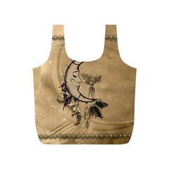 Deer On A Mooon Full Print Recycle Bag (s) by FantasyWorld7