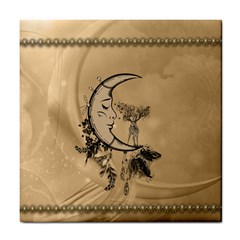 Deer On A Mooon Tile Coaster by FantasyWorld7