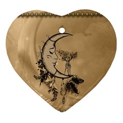 Deer On A Mooon Ornament (heart) by FantasyWorld7