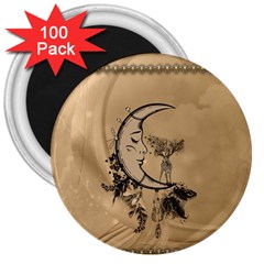 Deer On A Mooon 3  Magnets (100 Pack) by FantasyWorld7