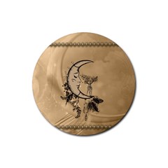 Deer On A Mooon Rubber Round Coaster (4 Pack)  by FantasyWorld7