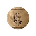 Deer On A Mooon Rubber Round Coaster (4 pack)  Front